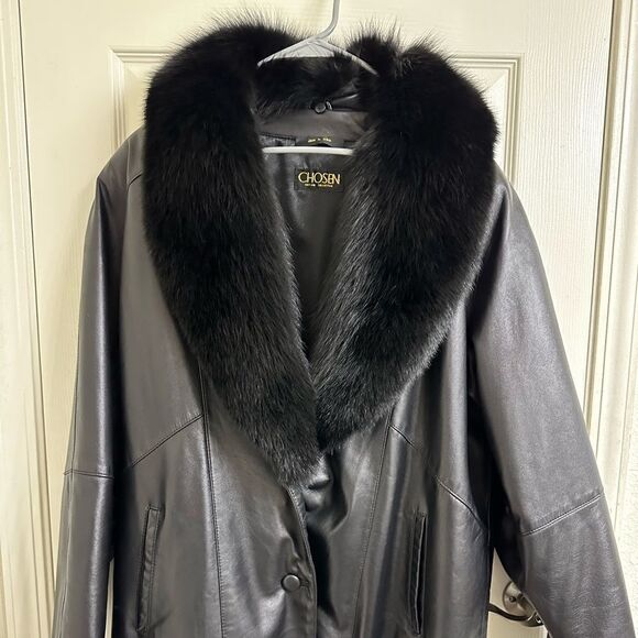 💼Lamb Nappa Leather and Fox Fur Jacket. Relaxed Fit, Stylish, Classic - Picture 13 of 16